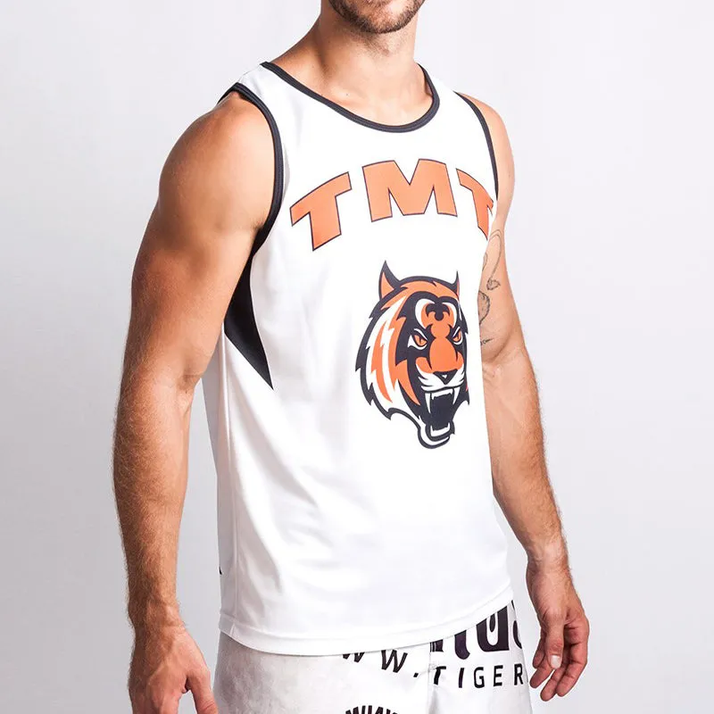 Tiger "Bronco" 1stDry Muay Thai Low-cut Vest Tank Top S-XXL White