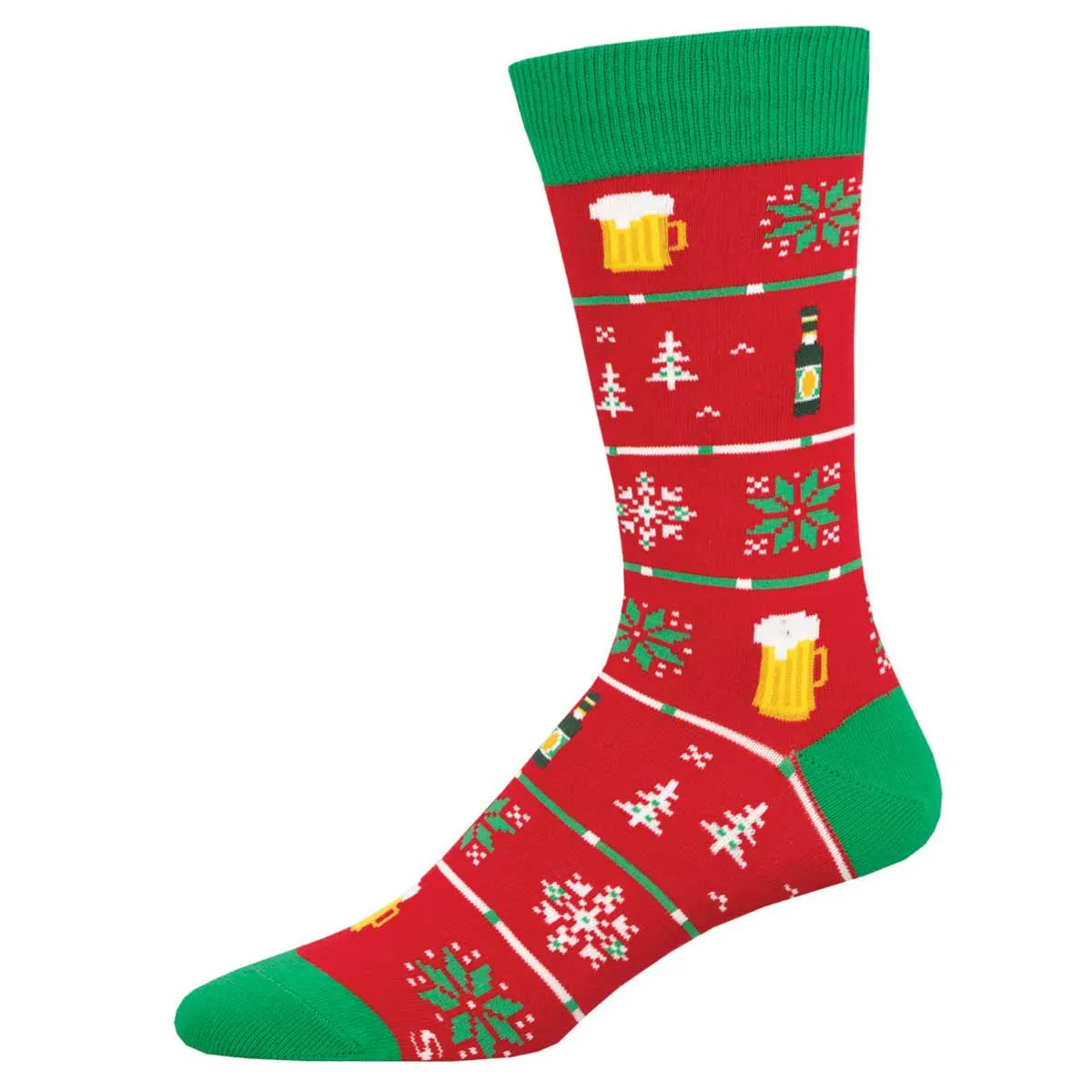 Ugly Beer Sweater (Red) Men's Crew Socks