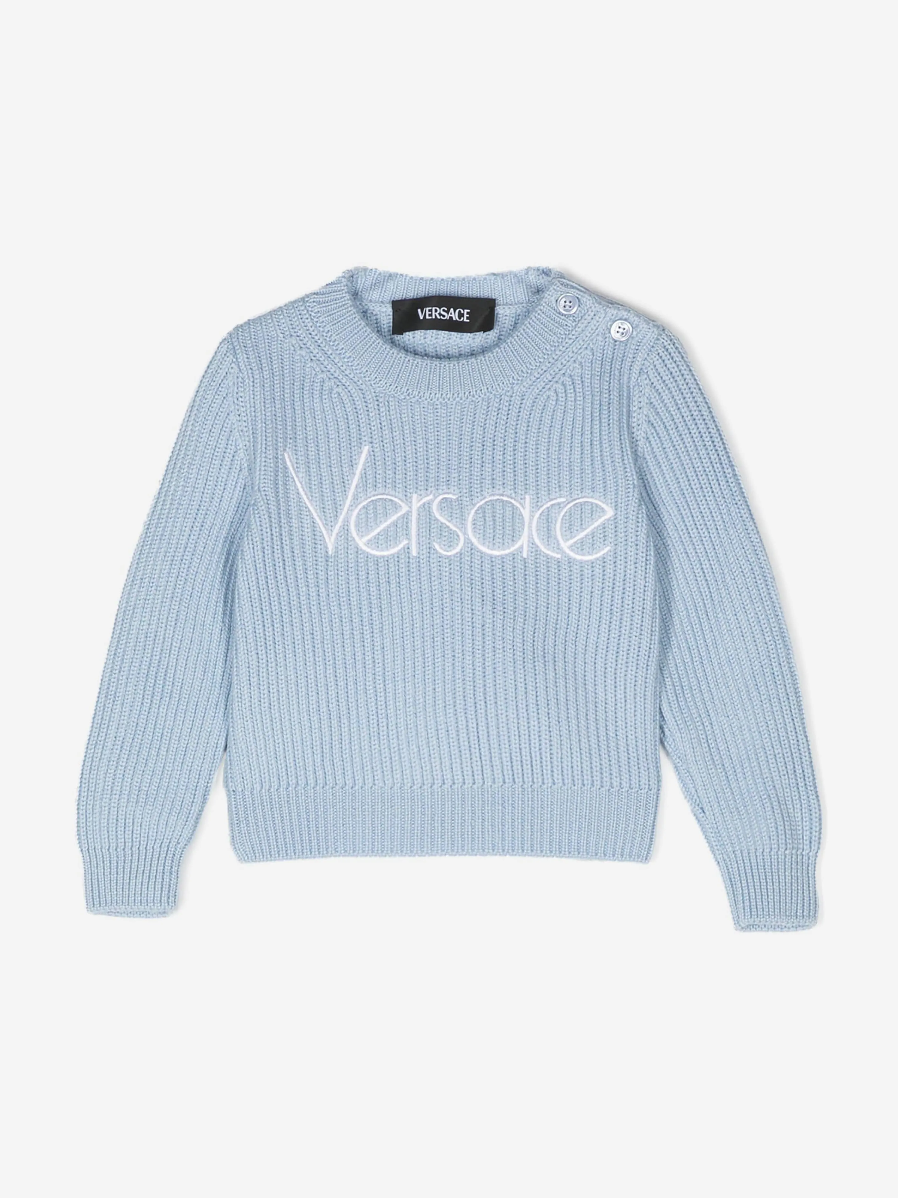 Versace Baby Embroidered Logo Jumper in Blue