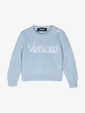 Versace Baby Embroidered Logo Jumper in Blue