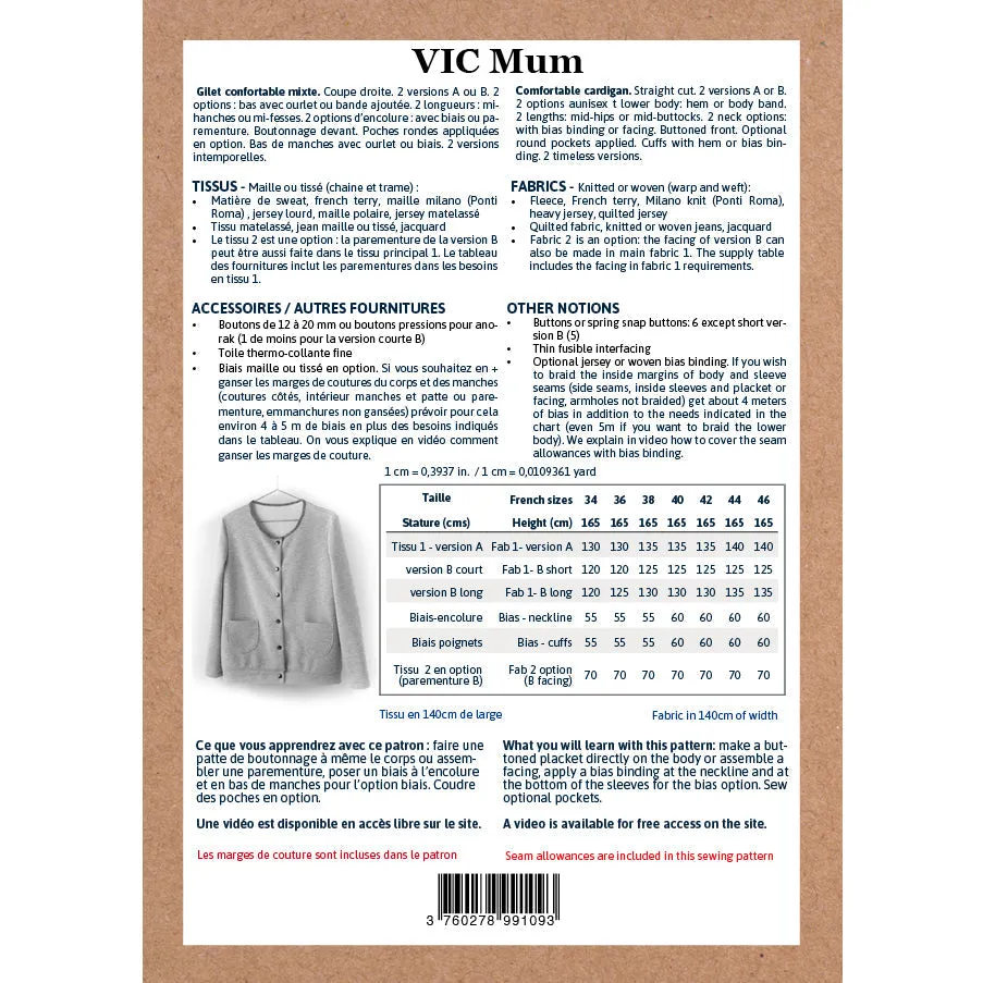 VIC Duo Cardigan - Girl   Mum - PDF Sewing Pattern