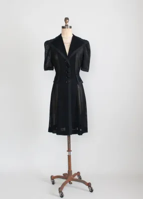 Vintage 1940s Black Sheer Mesh Swing Dress