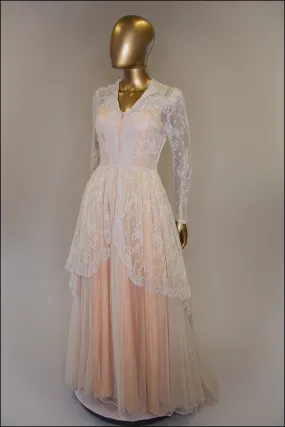 Vintage 1940s Fine Lace Wedding Dress