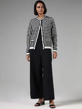 Wardrobe Black Houndstooth Printed Cardigan