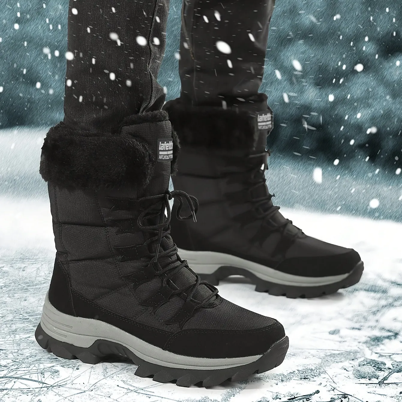 Waterproof Snow Boots - Warm, Non-Slip, Lace-Up for Winter Outdoor Activities & Casual Wear