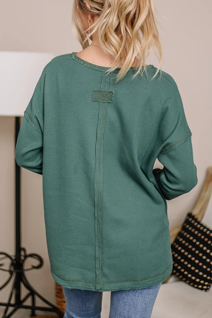 While We're Here Thermal Henley Top | Green