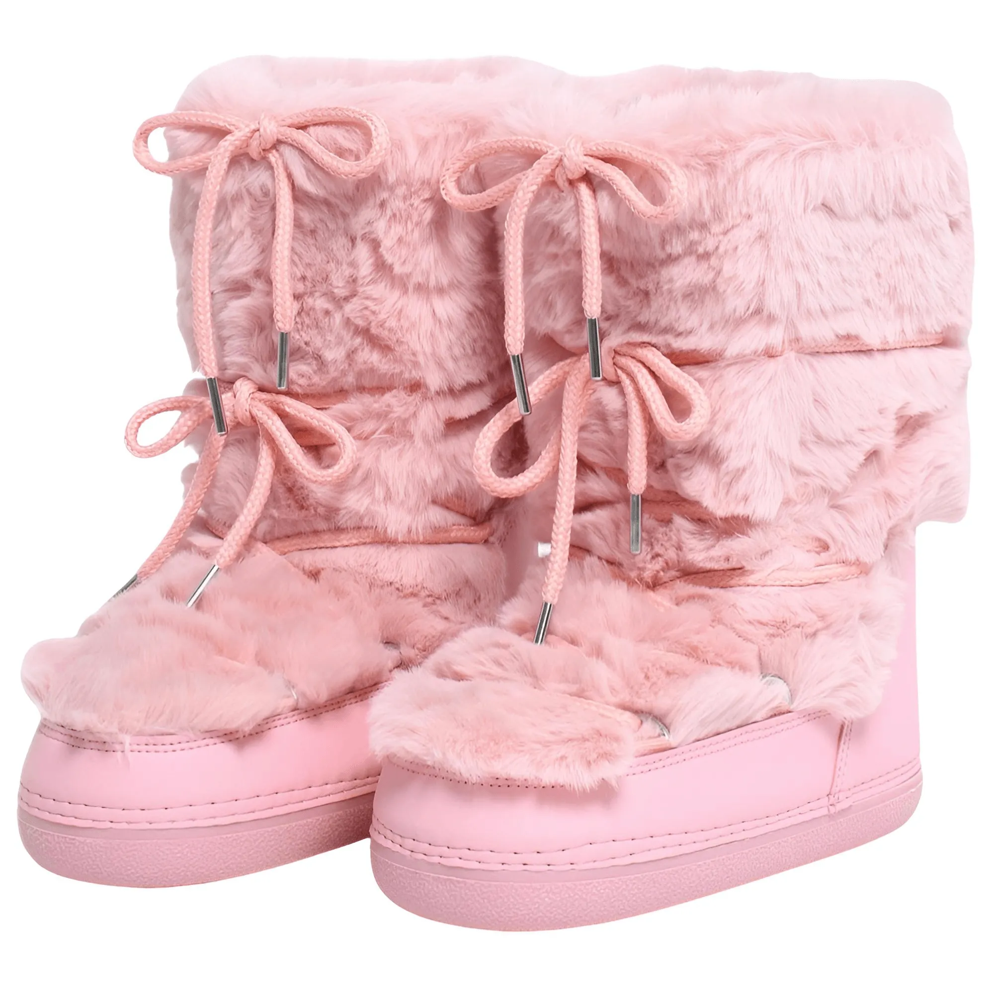 Winter Faux Fur Boots Snow Boots Women Fluffy Fuzzy Furry Faux Fur Boots Middle Calf Platform Pink Black White Furry Boots