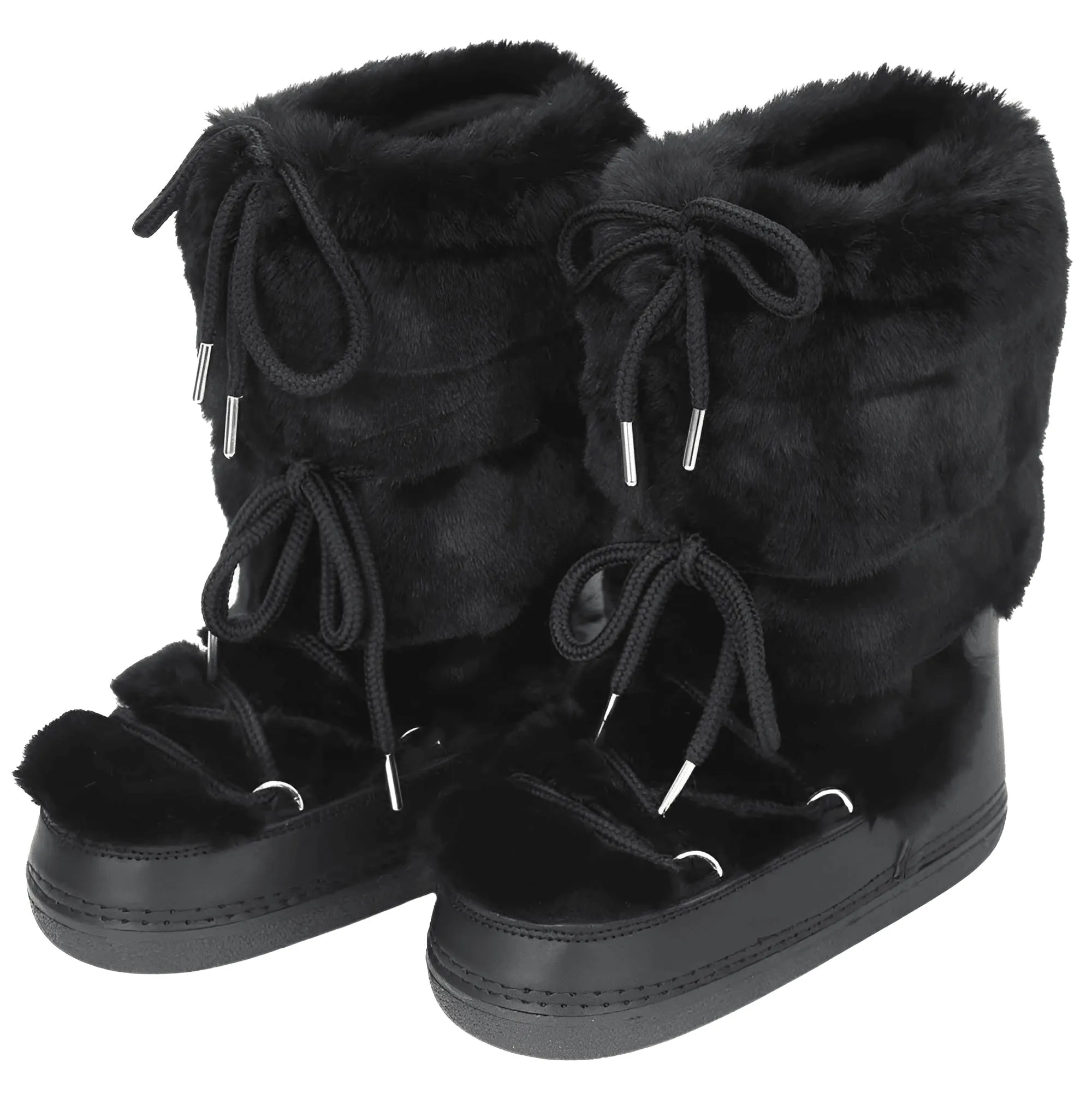 Winter Faux Fur Boots Snow Boots Women Fluffy Fuzzy Furry Faux Fur Boots Middle Calf Platform Pink Black White Furry Boots