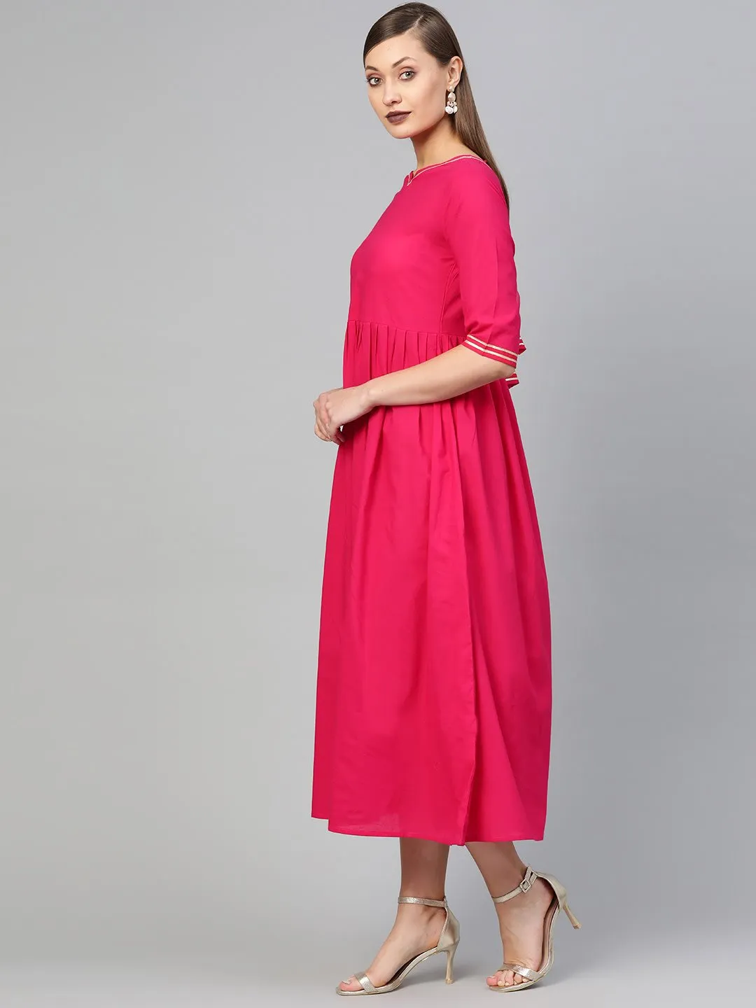 Women Magenta Solid Maxi Dress