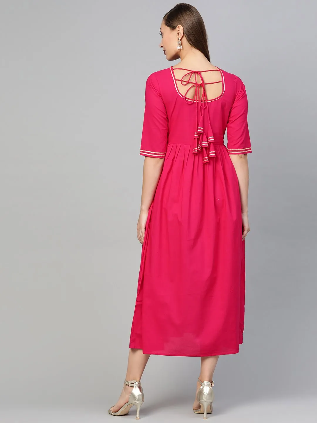 Women Magenta Solid Maxi Dress