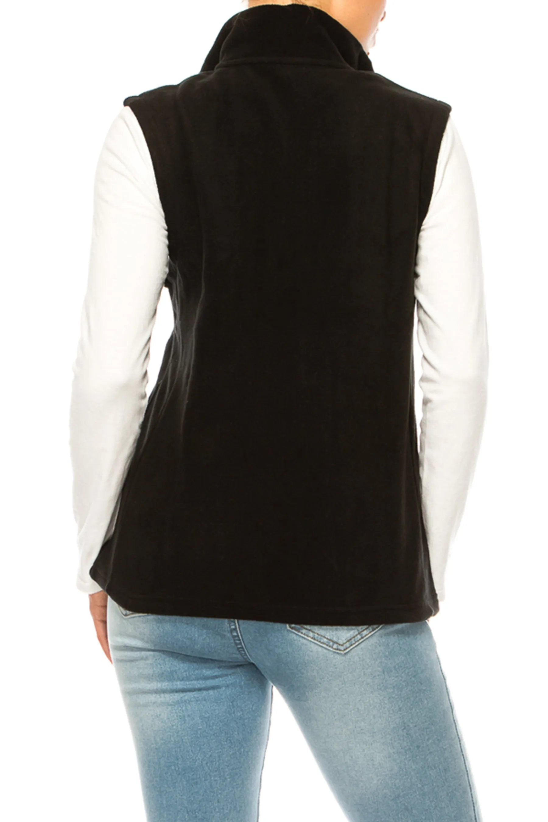 Women's Lightweight Polar Fleece Vest with Zip Closure and Front Pockets