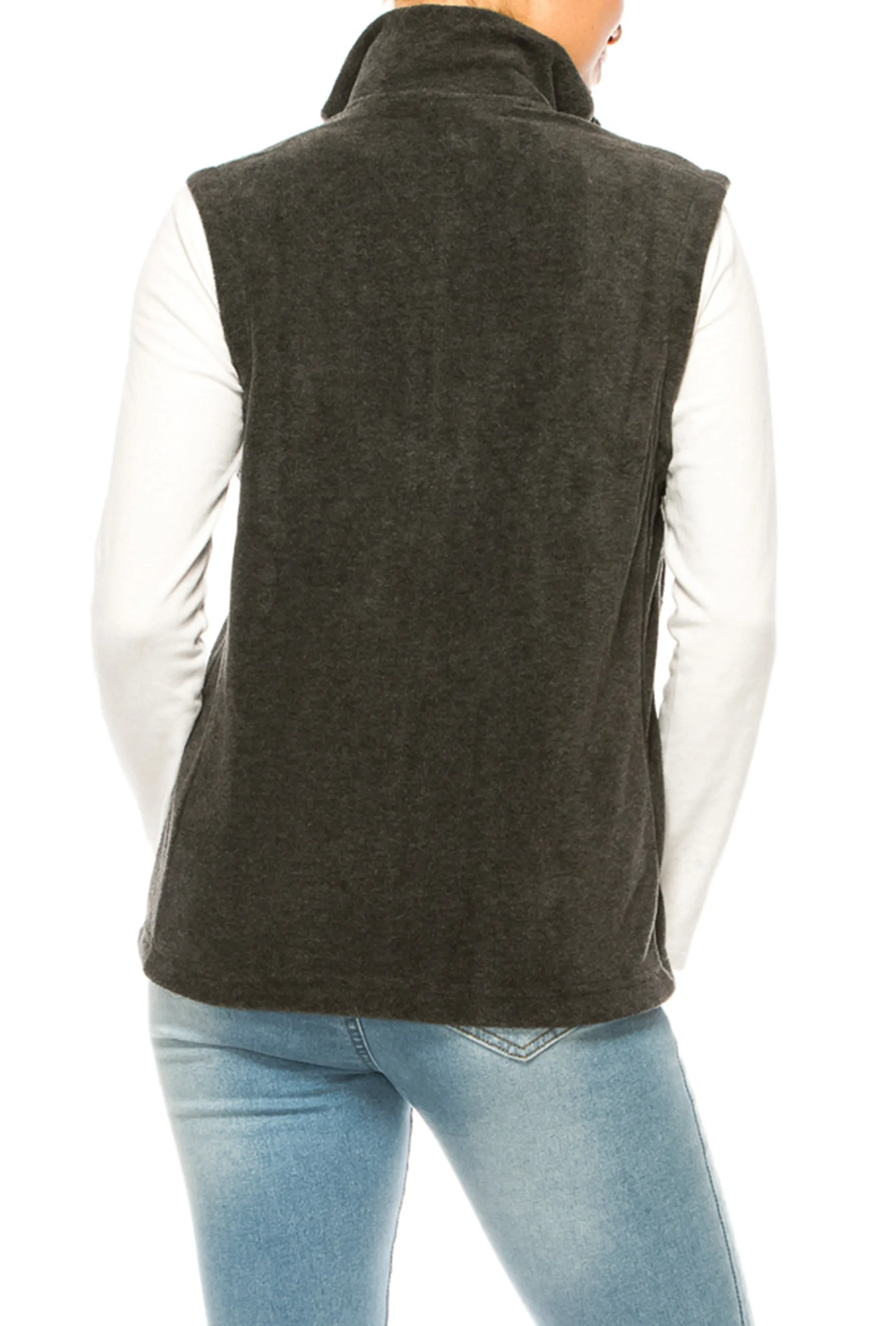 Women's Lightweight Polar Fleece Vest with Zip Closure and Front Pockets