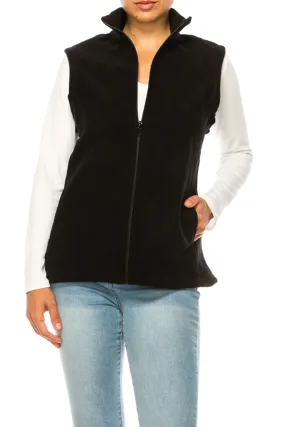 Women's Lightweight Polar Fleece Vest with Zip Closure and Front Pockets