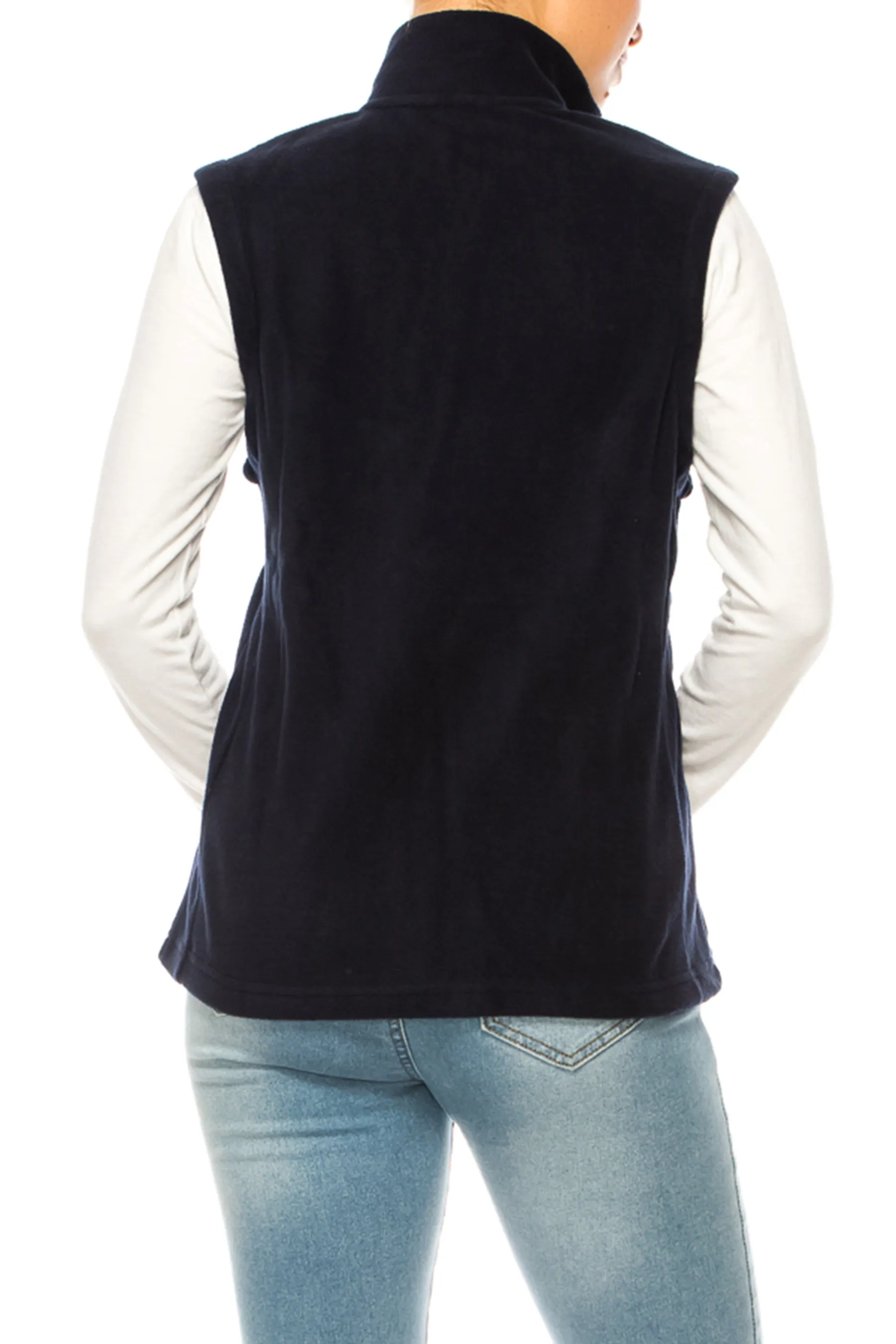 Women's Lightweight Polar Fleece Vest with Zip Closure and Front Pockets