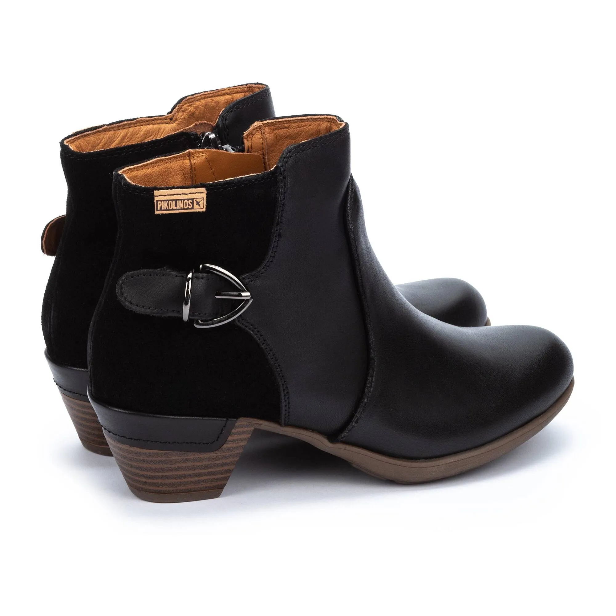 Women's Pikolinos Rotterdam Ankle Boots with Decorative Buckle Color: Black