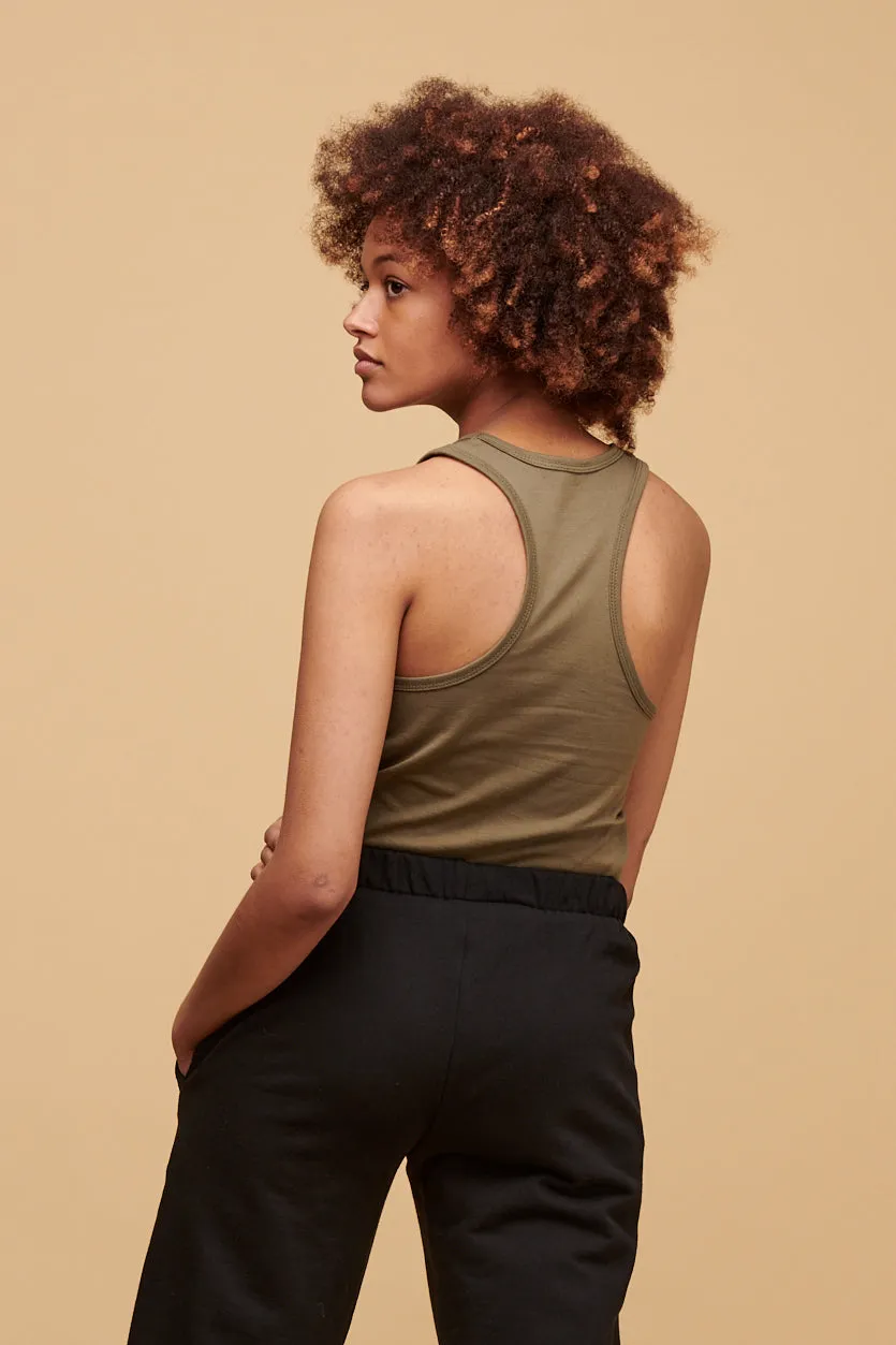 Women's Racer Back Vest Plastic Free - Olive