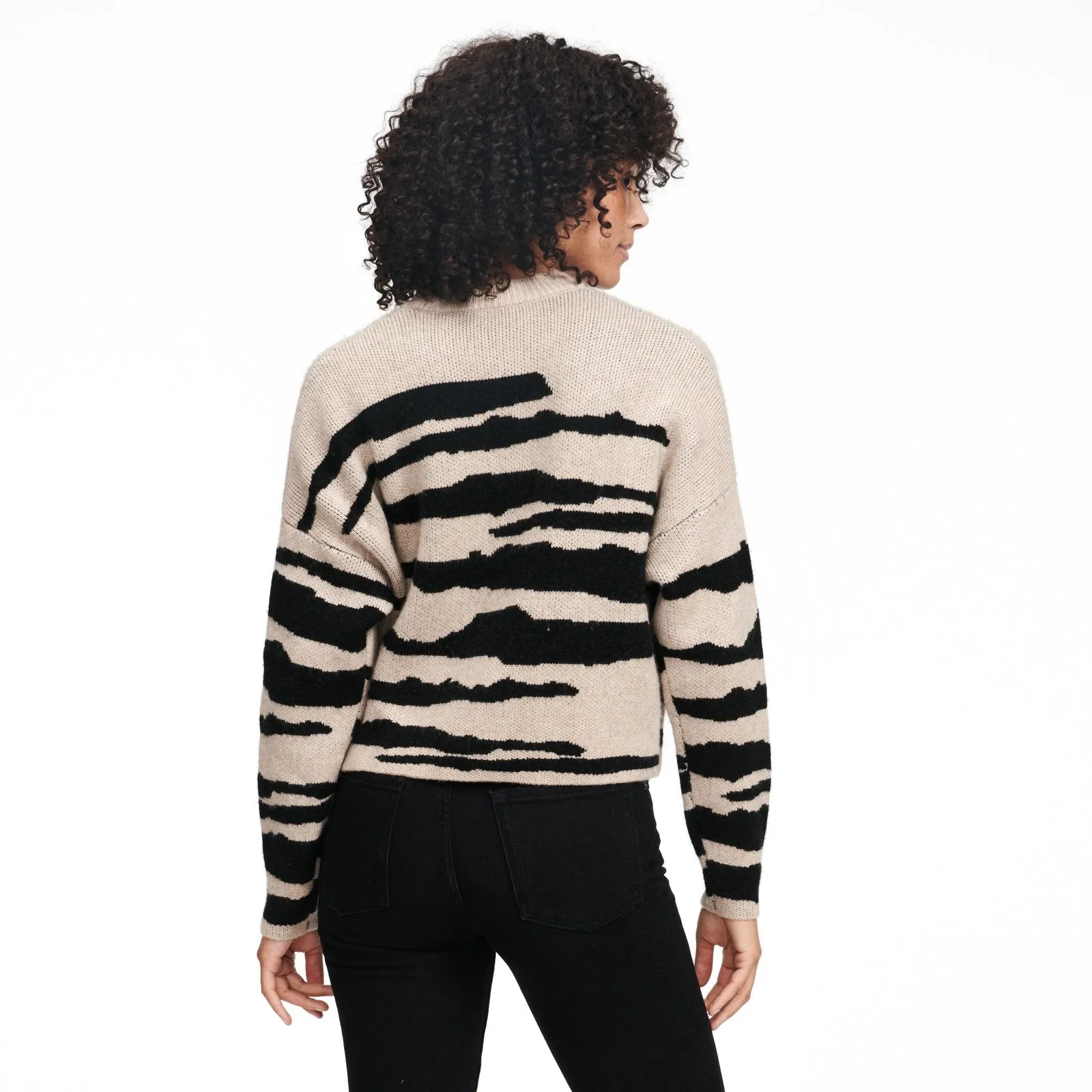 Wool Cashmere Tiger Stripe Crewneck Sweater