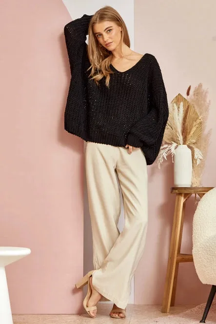 Yarn Sweater V-neckline